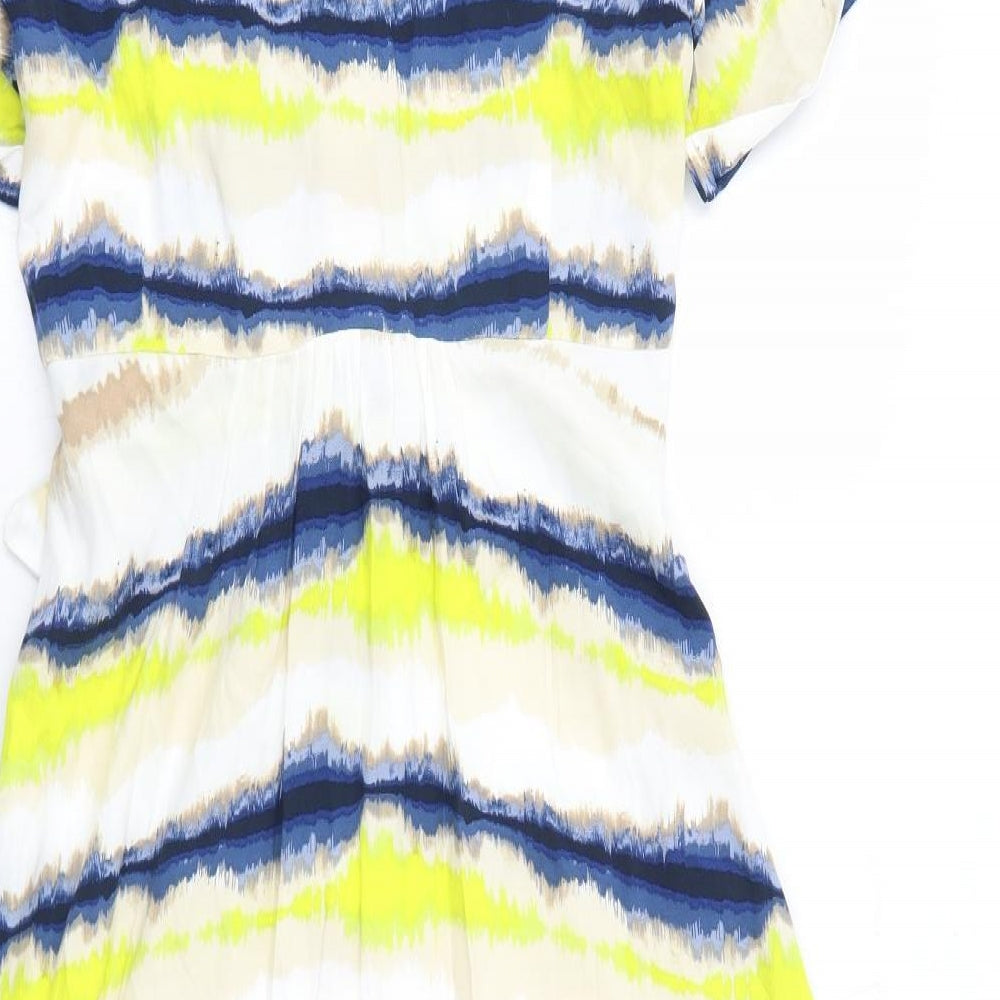 Marks and Spencer Womens Multicoloured Tie Dye Viscose Shirt Dress Size 14 Collared Button
