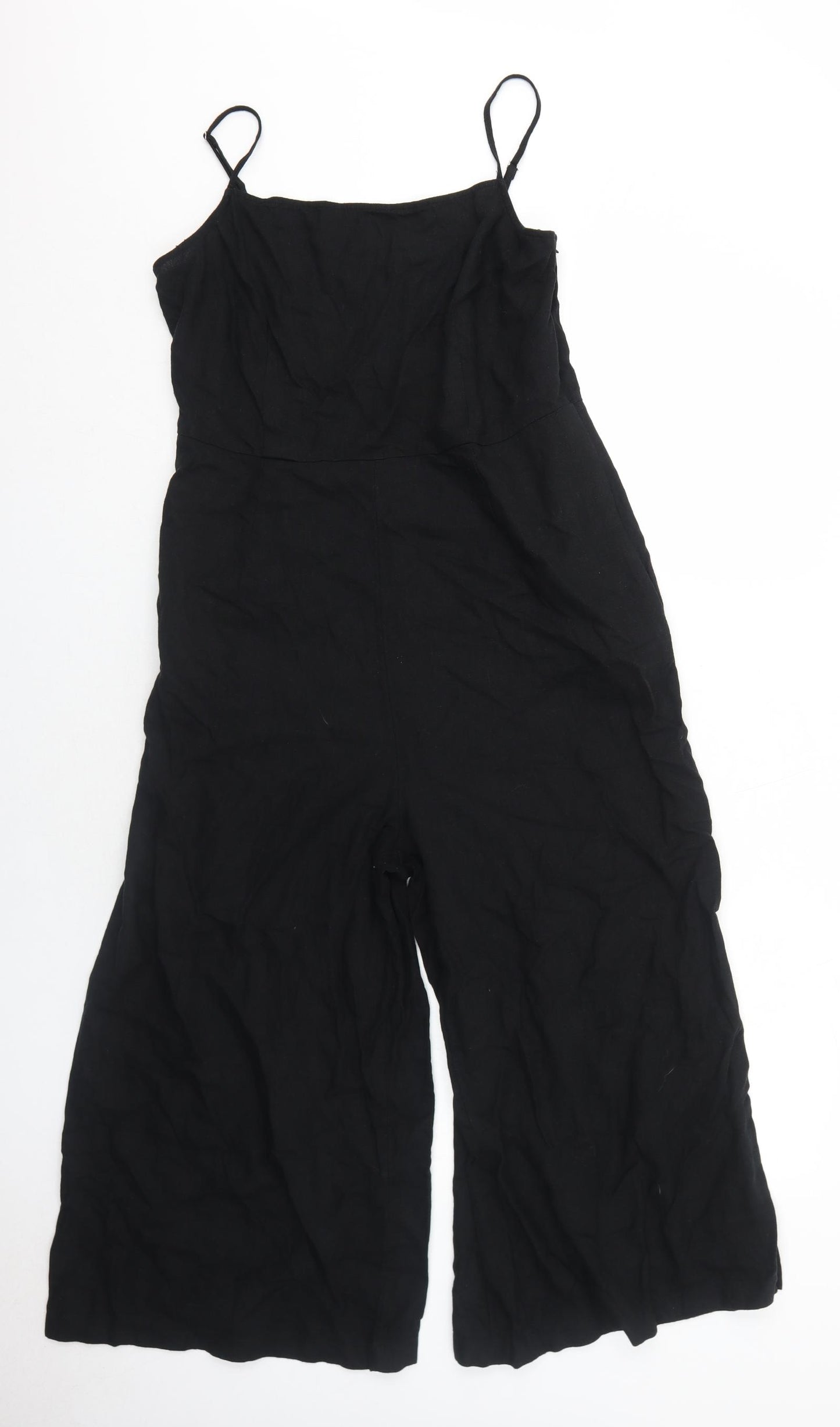 Marks and Spencer Womens Black Cotton Jumpsuit One-Piece Size 12 Zip
