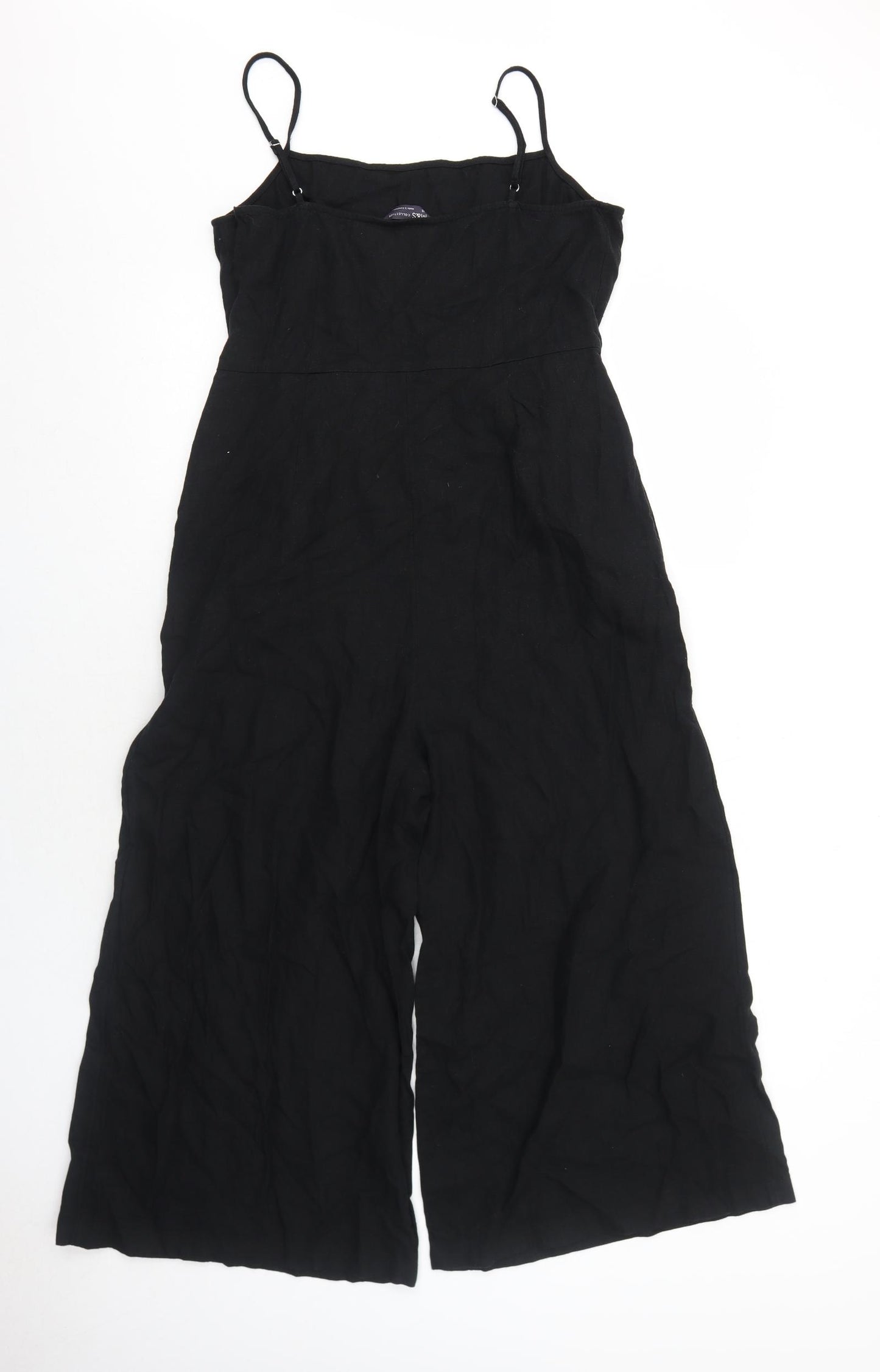 Marks and Spencer Womens Black Cotton Jumpsuit One-Piece Size 12 Zip