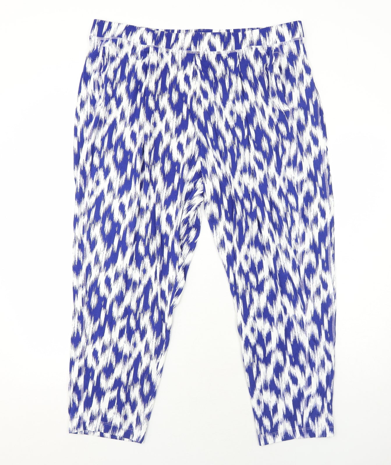 Marks and Spencer Womens Blue Animal Print Viscose Trousers Size 20 Regular - Leopard Pattern