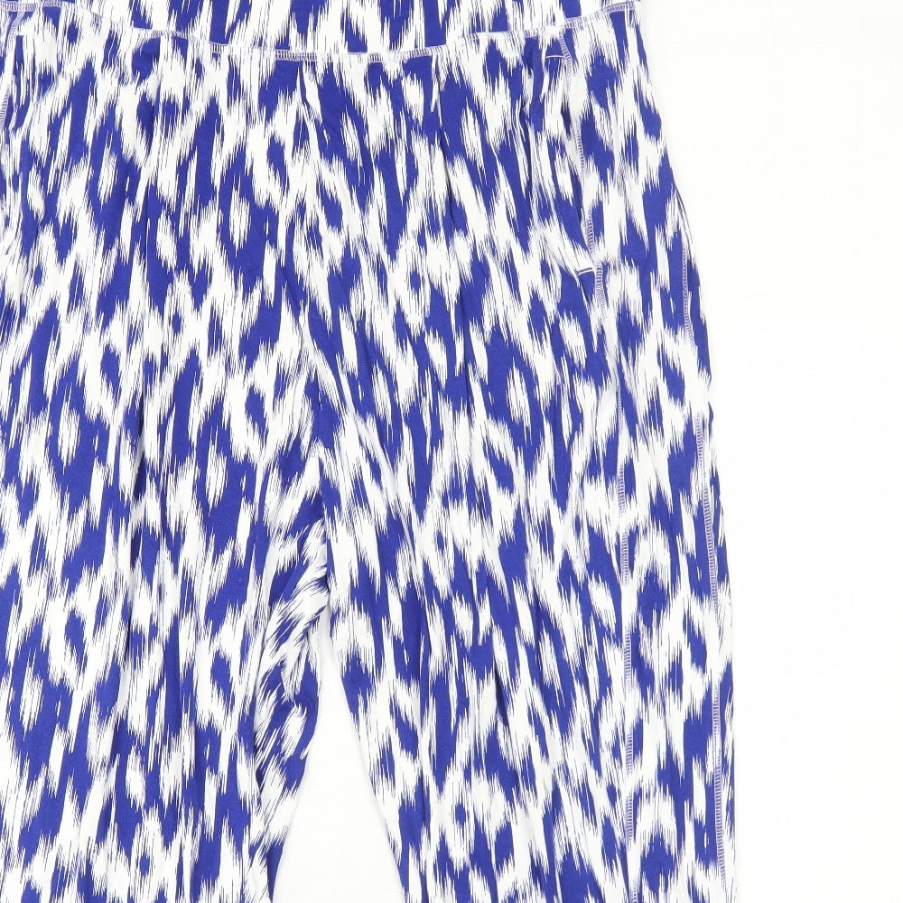 Marks and Spencer Womens Blue Animal Print Viscose Trousers Size 20 Regular - Leopard Pattern