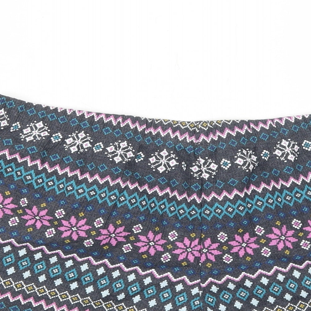 Marks and Spencer Womens Blue Geometric Cotton Basic Shorts Size M Regular Pull On