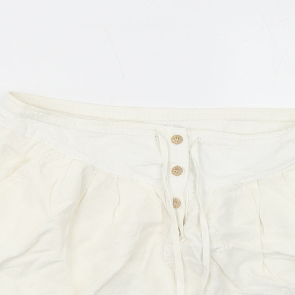 Zara Womens Ivory Linen Mini Skirt Size M Button