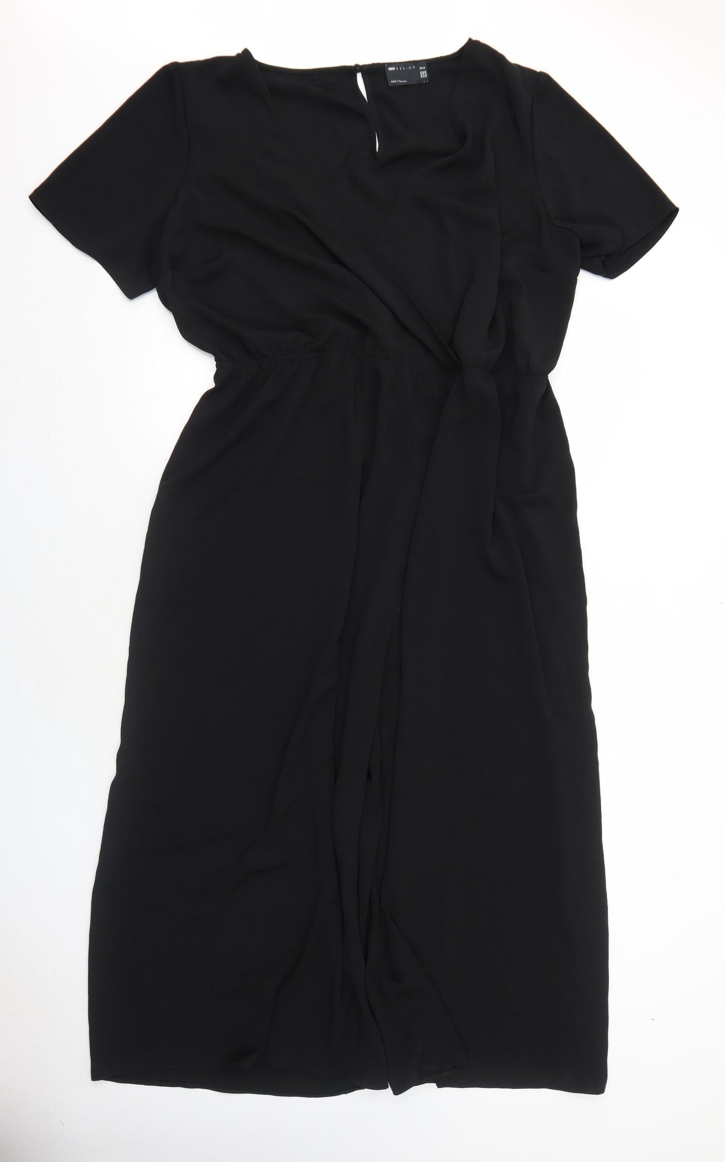 ASOS Womens Black Polyester Jumpsuit One-Piece Size 24 Button