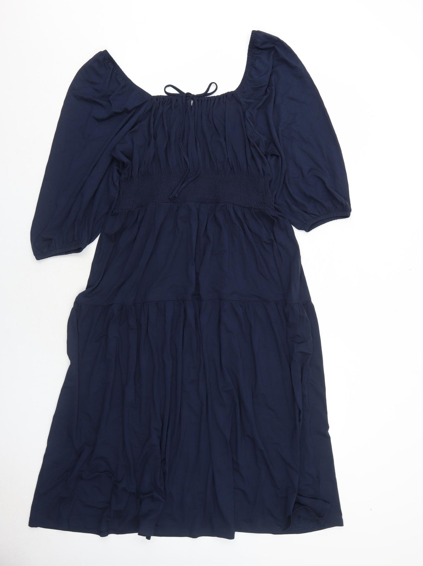 Marks and Spencer Womens Blue Viscose Trapeze & Swing Size 16 Round Neck Pullover