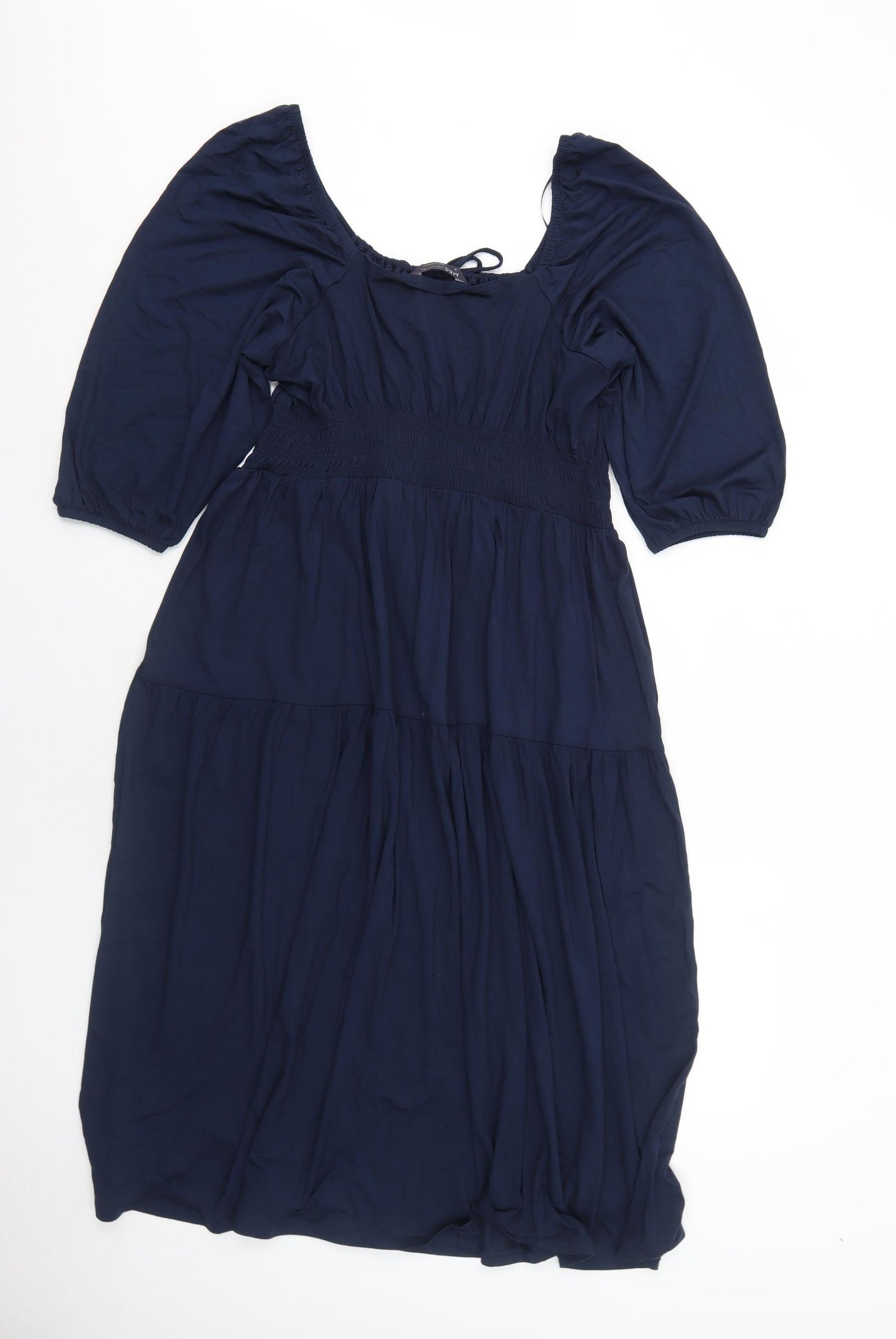 Marks and Spencer Womens Blue Viscose Trapeze & Swing Size 16 Round Neck Pullover
