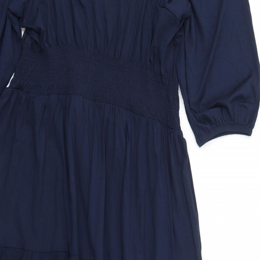 Marks and Spencer Womens Blue Viscose Trapeze & Swing Size 16 Round Neck Pullover