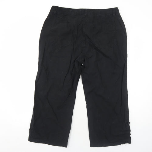 Carla Womens Black Cotton Trousers Size M Regular Zip