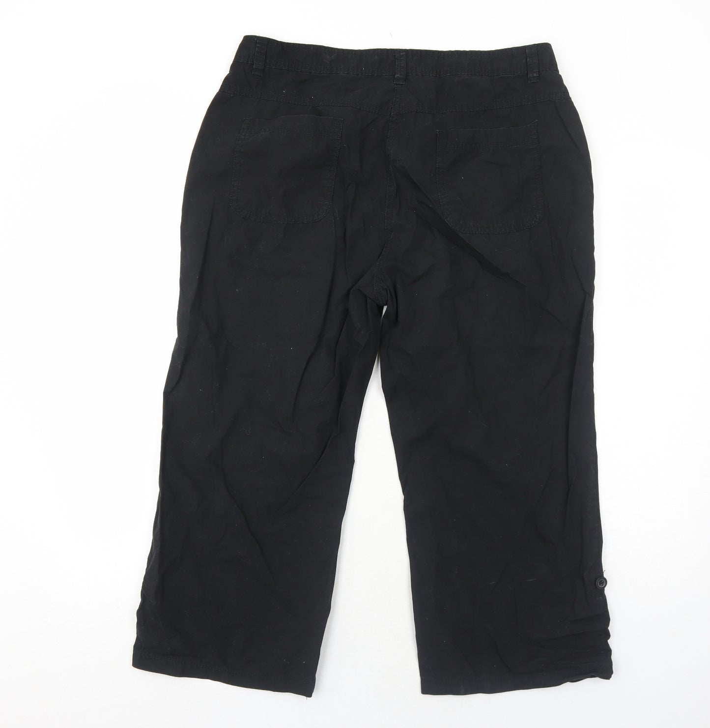 Carla Womens Black Cotton Trousers Size M Regular Zip