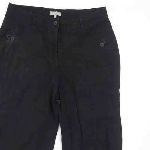 Carla Womens Black Cotton Trousers Size M Regular Zip