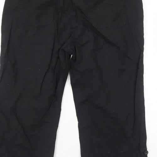 Carla Womens Black Cotton Trousers Size M Regular Zip