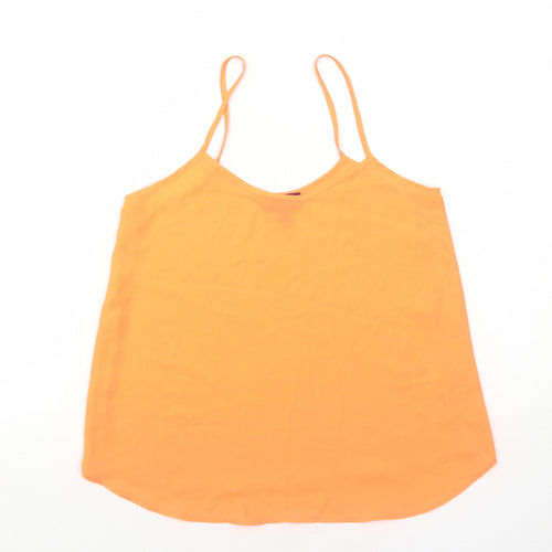 Topshop Womens Orange Polyester Camisole Tank Size 6 Round Neck