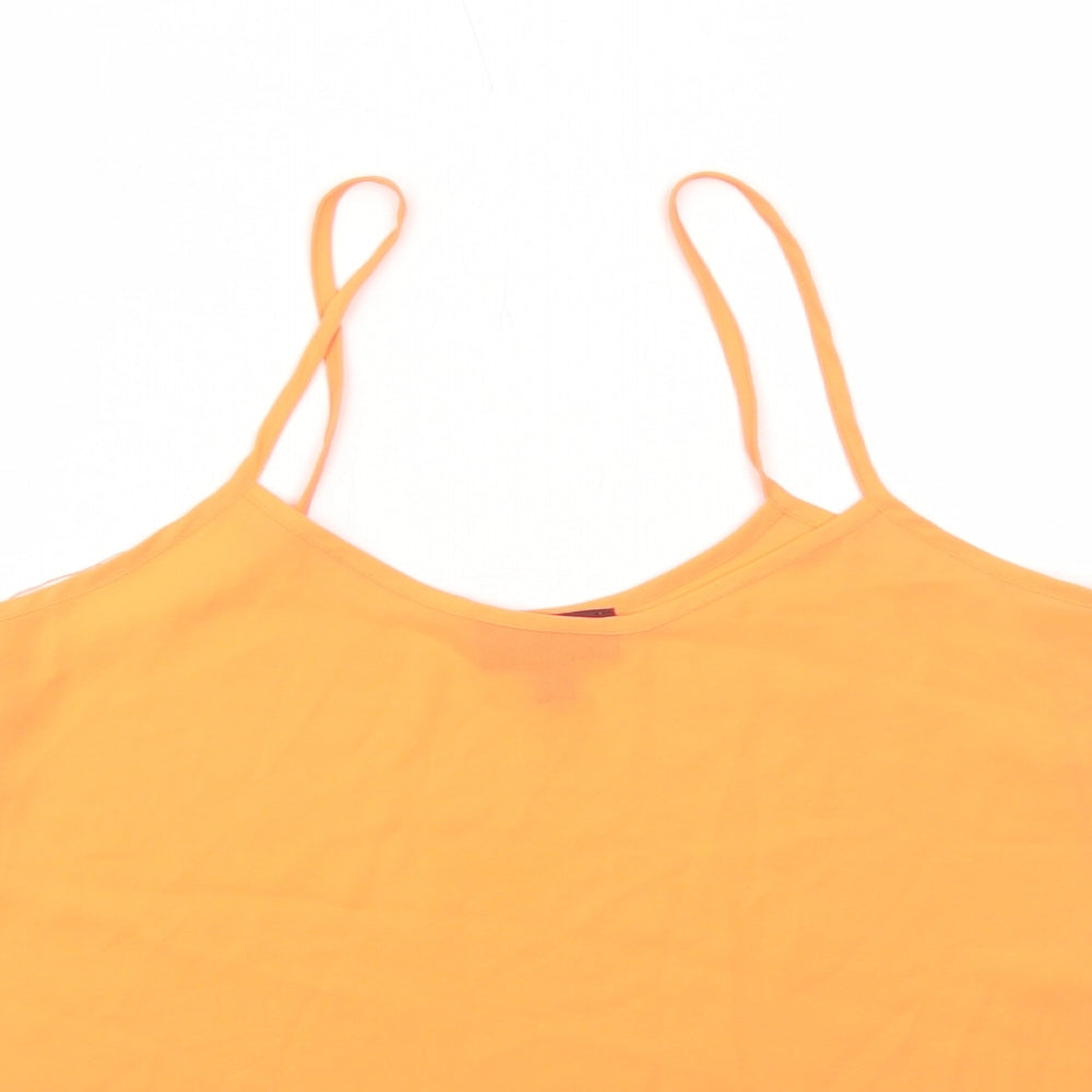 Topshop Womens Orange Polyester Camisole Tank Size 6 Round Neck
