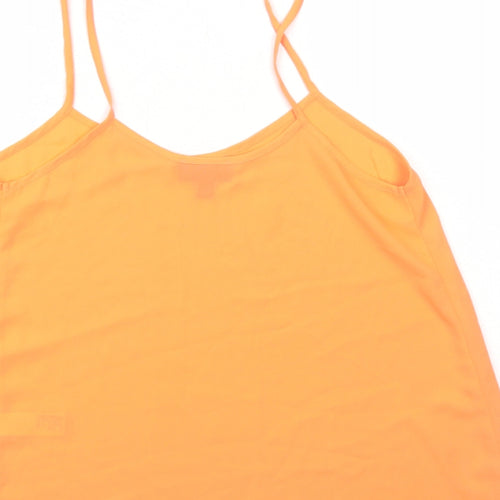 Topshop Womens Orange Polyester Camisole Tank Size 6 Round Neck