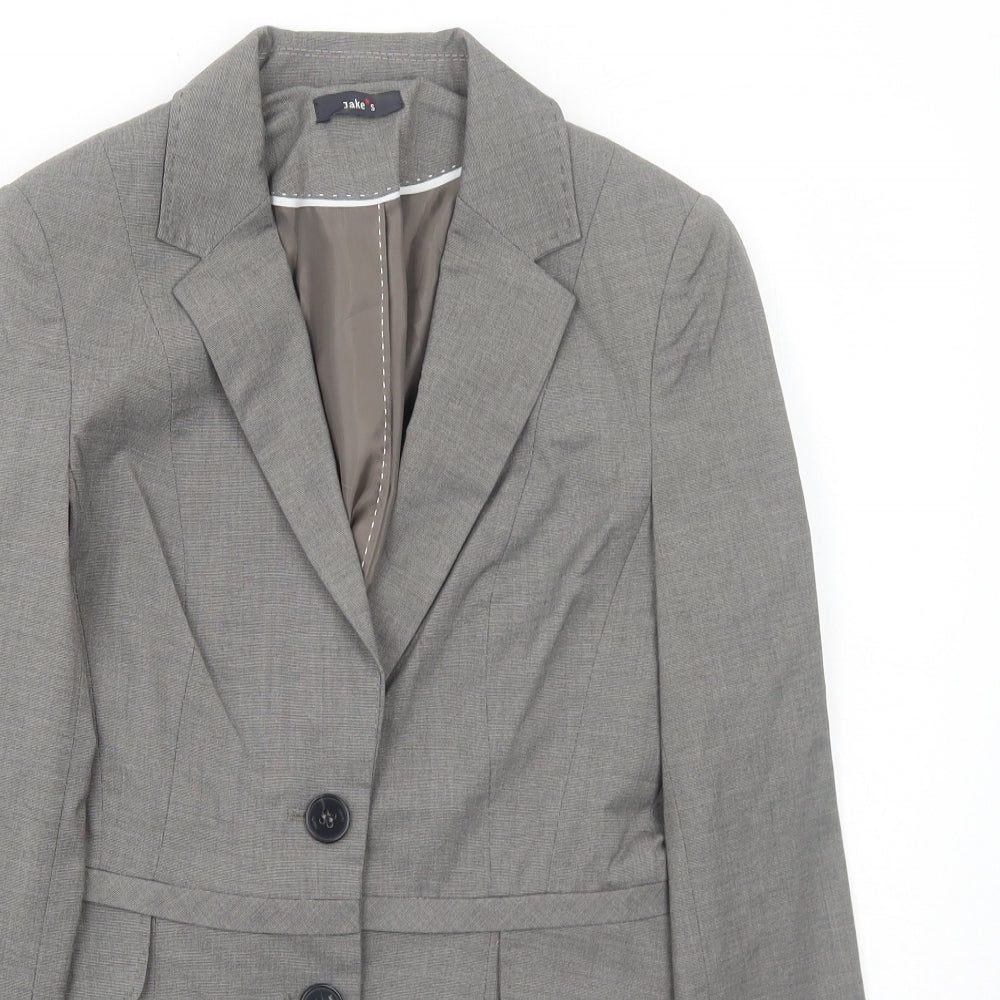 Jake's Womens Grey Polyester Jacket Blazer Size 6