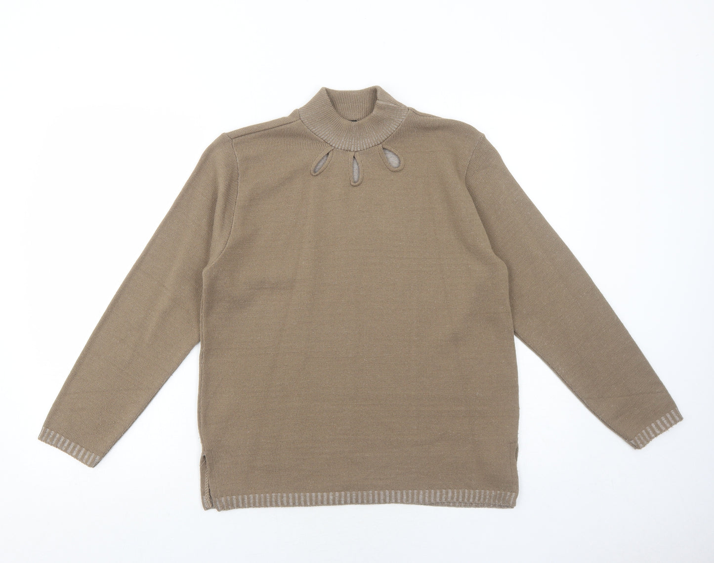 One by One Womens Beige High Neck Acrylic Pullover Jumper Size S