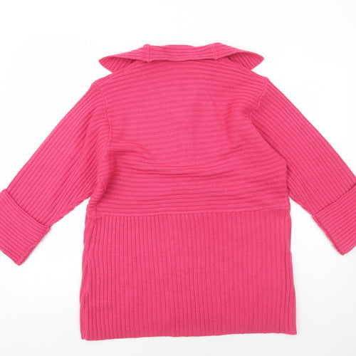 Celaia Womens Pink Collared Acrylic Pullover Jumper Size 18
