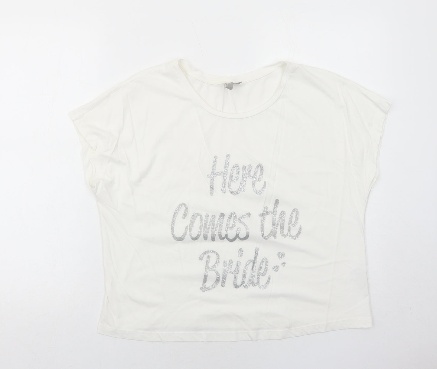 ASOS Womens White Cotton Basic T-Shirt Size S Round Neck - Here Comes The Bride