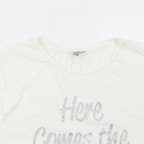 ASOS Womens White Cotton Basic T-Shirt Size S Round Neck - Here Comes The Bride