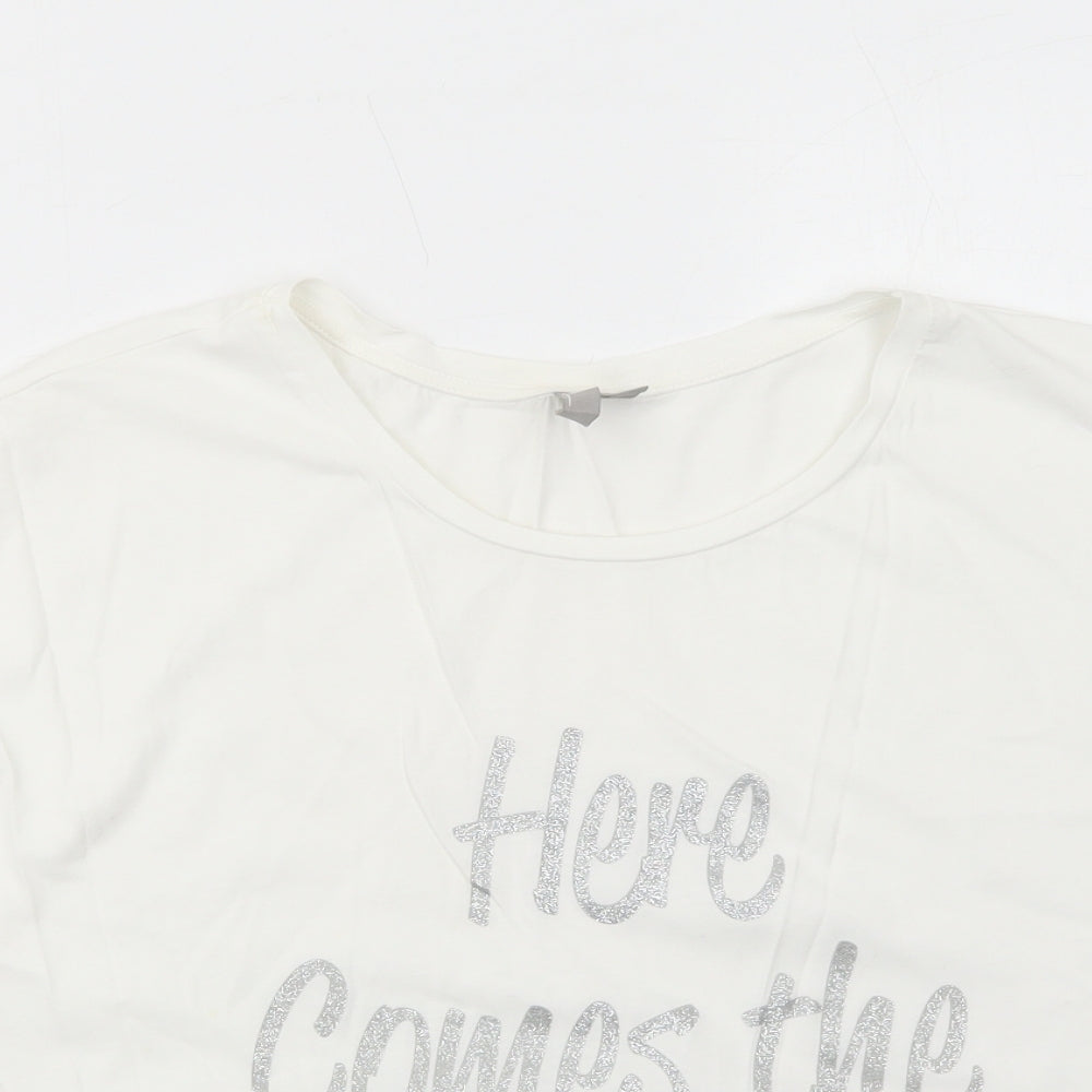 ASOS Womens White Cotton Basic T-Shirt Size S Round Neck - Here Comes The Bride