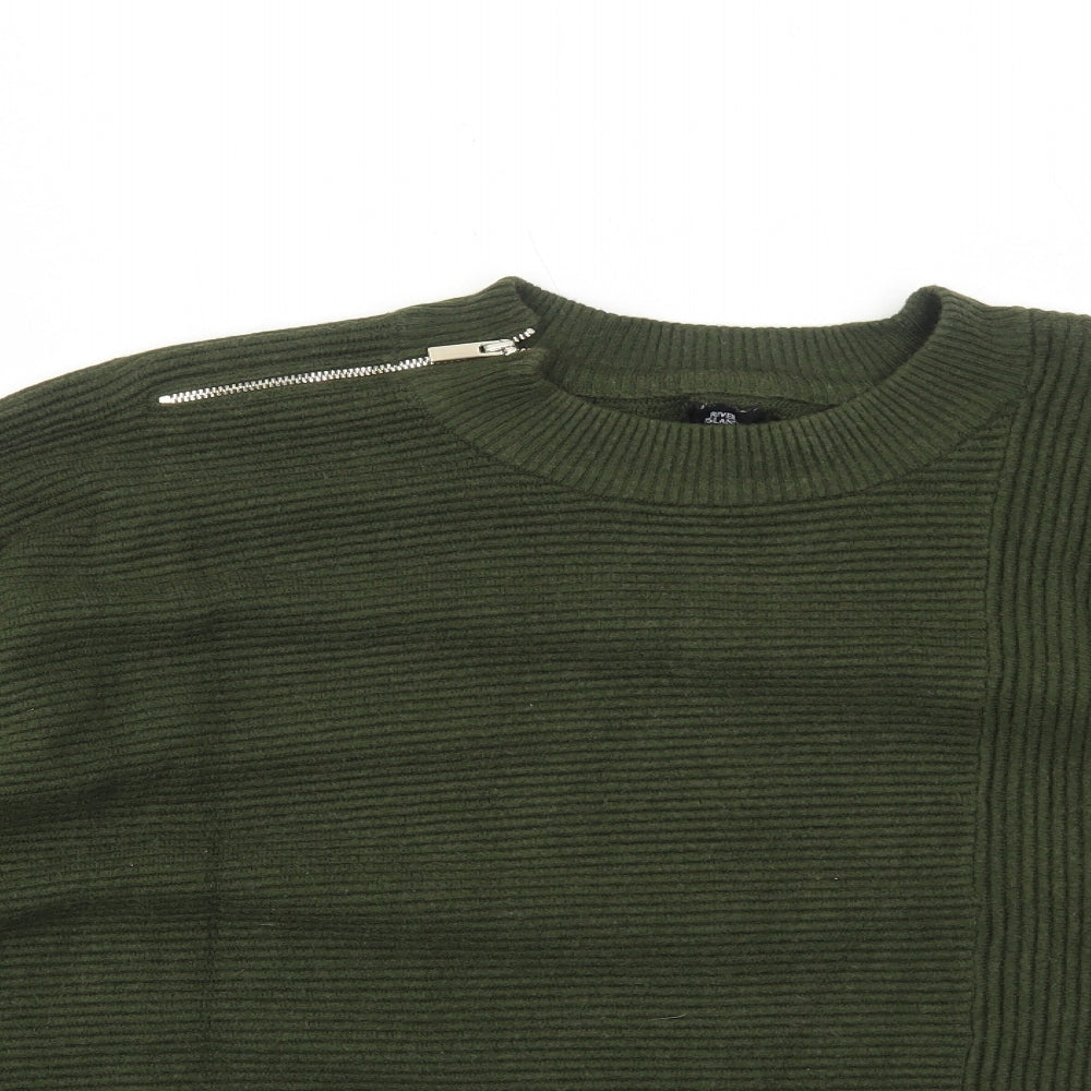 River Island Womens Green Round Neck Viscose Pullover Jumper Size M