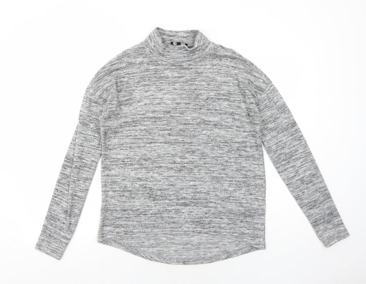 New Look Womens Grey Mock Neck Polyester Pullover Jumper Size 6