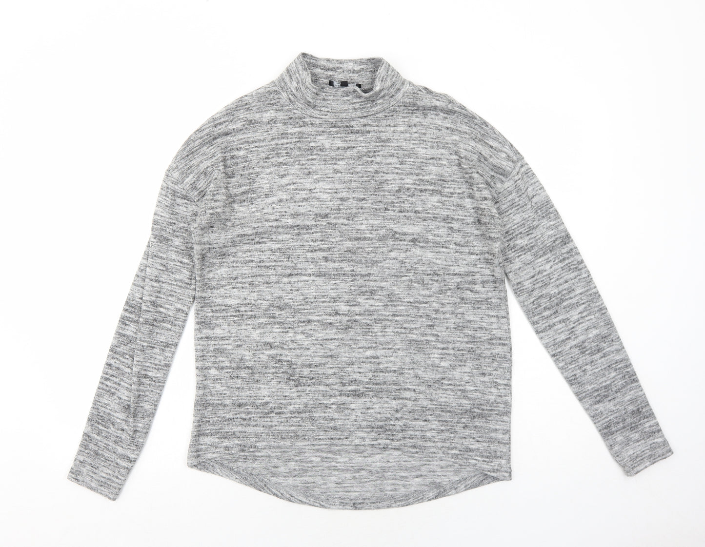 New Look Womens Grey Mock Neck Polyester Pullover Jumper Size 6