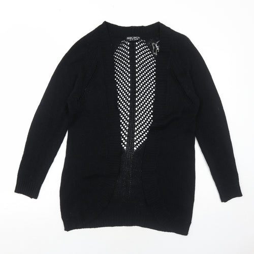 Select Womens Black Round Neck Acrylic Cardigan Jumper Size 10