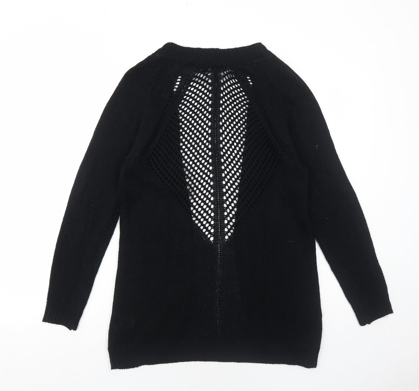 Select Womens Black Round Neck Acrylic Cardigan Jumper Size 10
