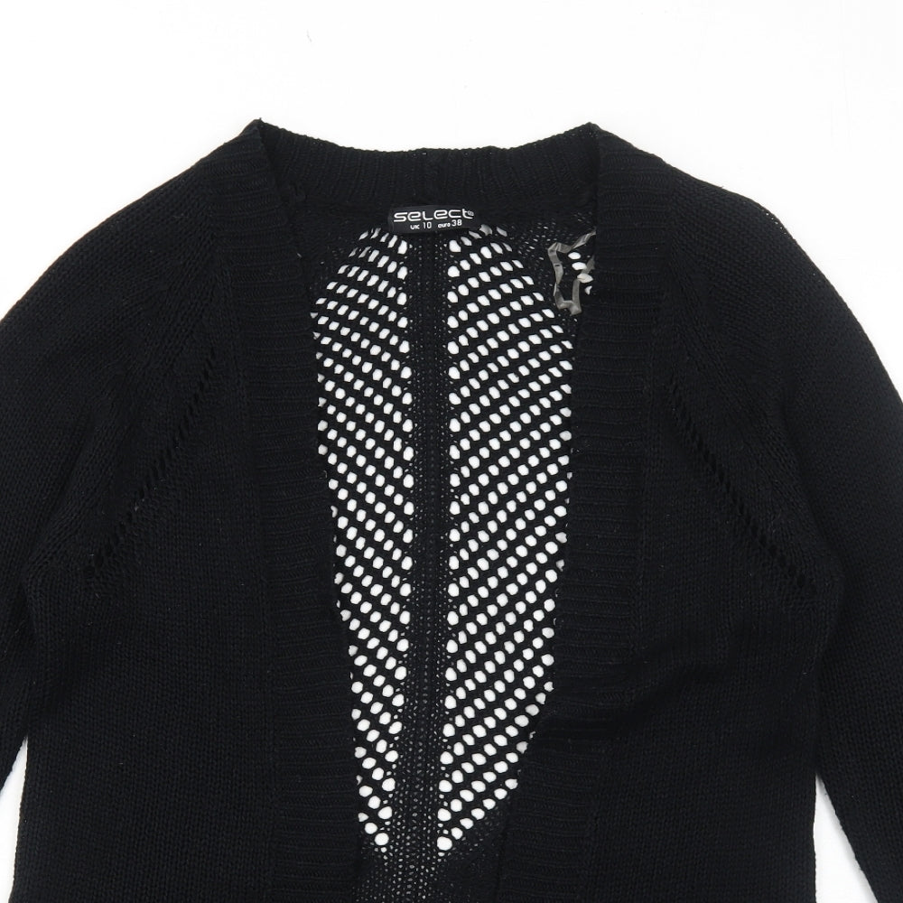 Select Womens Black Round Neck Acrylic Cardigan Jumper Size 10