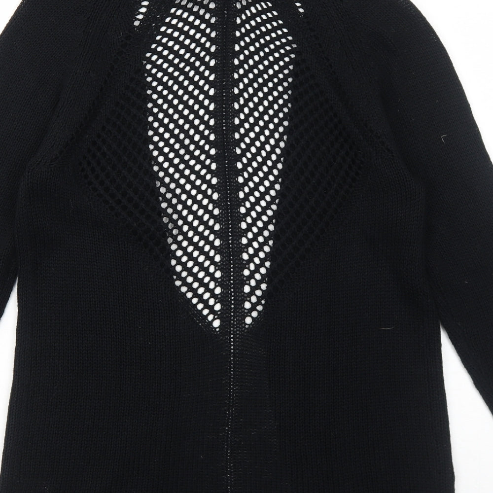 Select Womens Black Round Neck Acrylic Cardigan Jumper Size 10