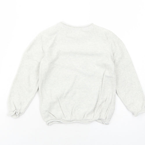 NEXT Boys Grey Round Neck Cotton Pullover Jumper Size 3-4 Years Button