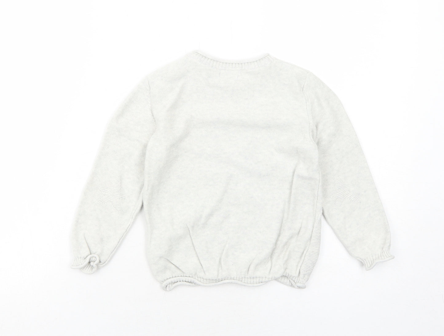 NEXT Boys Grey Round Neck Cotton Pullover Jumper Size 3-4 Years Button