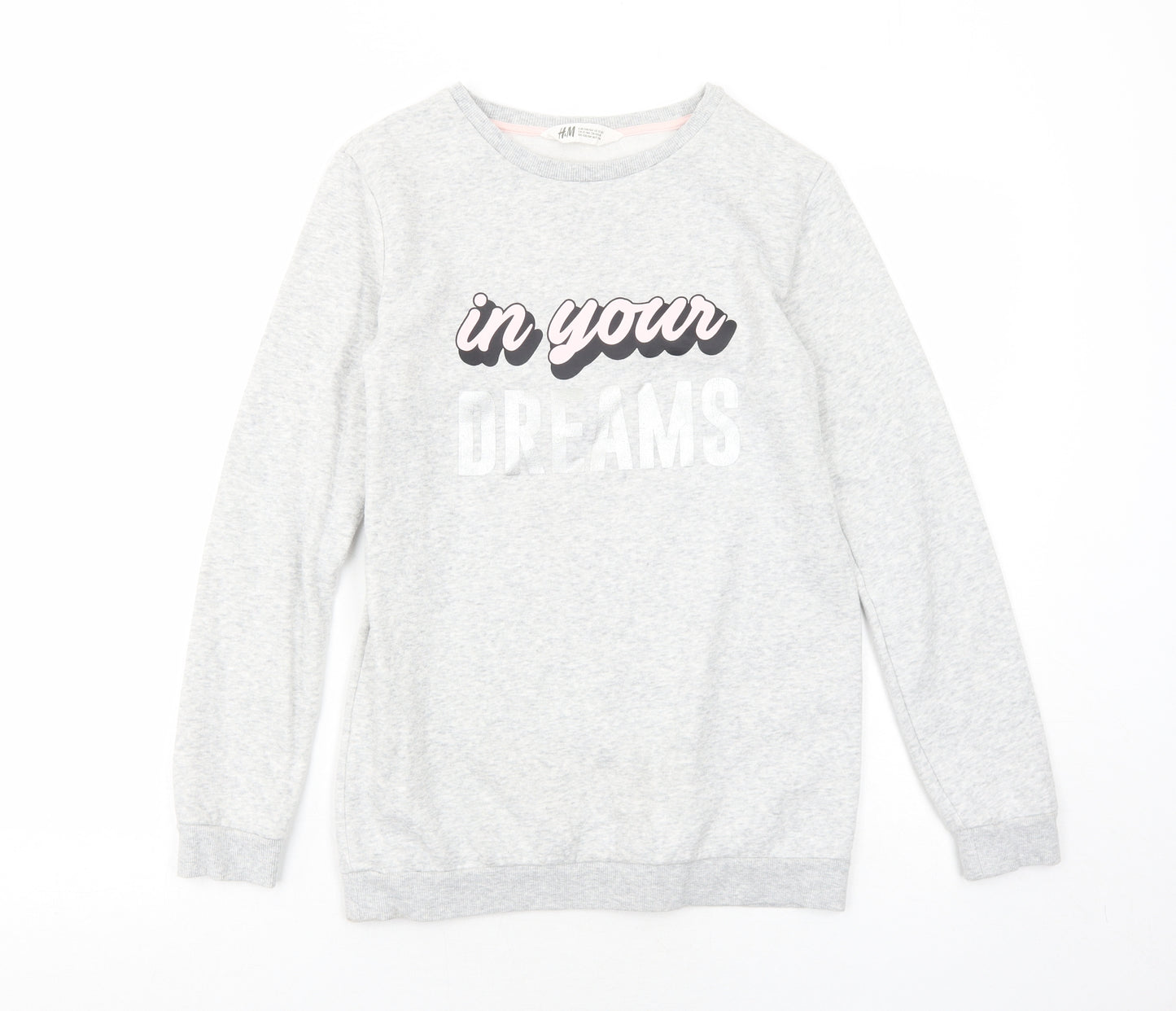 H&M Girls Grey Cotton Pullover Sweatshirt Size 12-13 Years Pullover - In Your Dreams