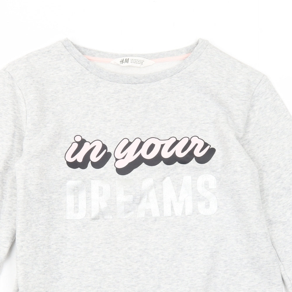 H&M Girls Grey Cotton Pullover Sweatshirt Size 12-13 Years Pullover - In Your Dreams