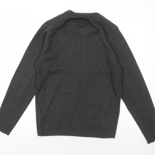 Kensington Mens Grey Round Neck Acrylic Pullover Jumper Size M Long Sleeve