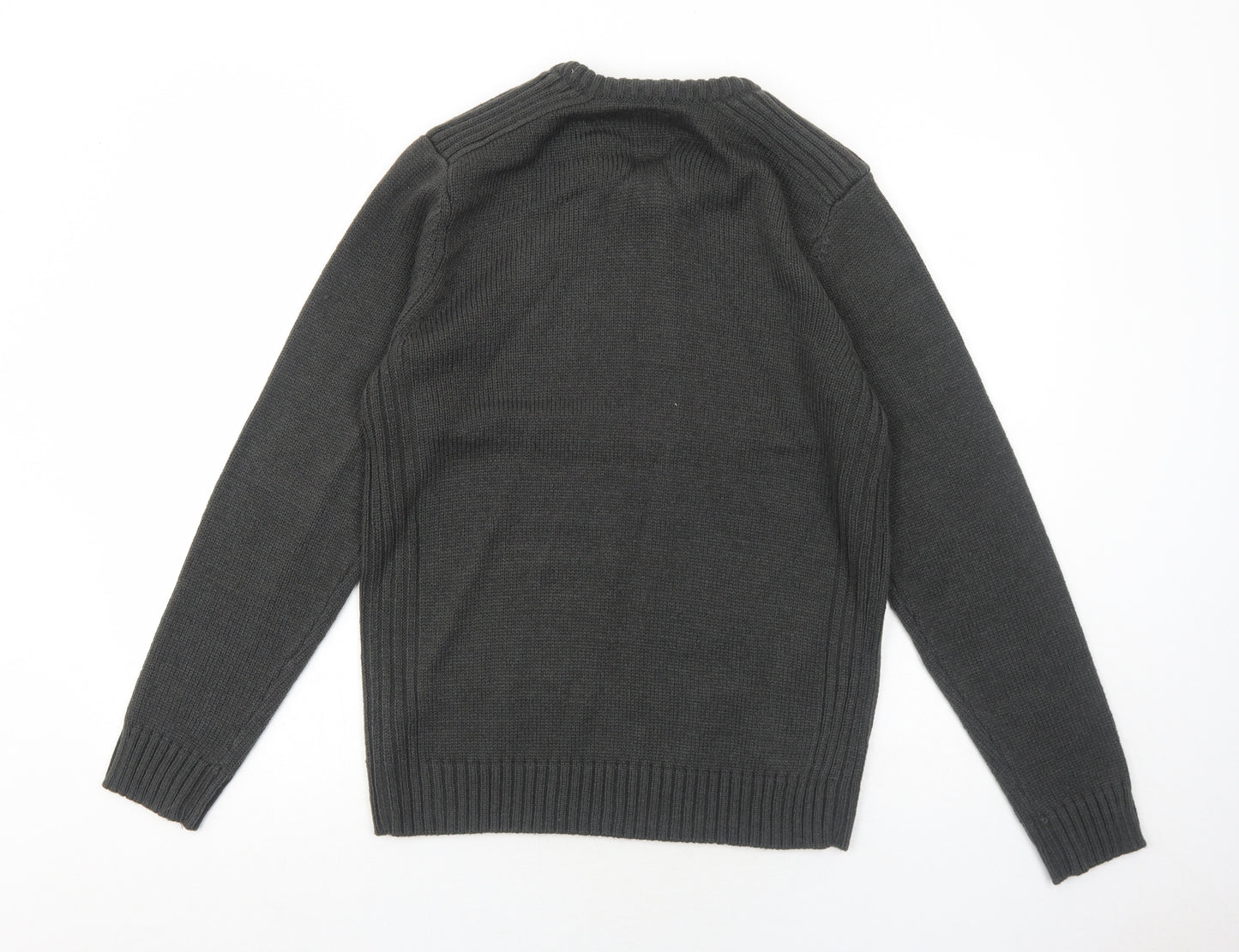 Kensington Mens Grey Round Neck Acrylic Pullover Jumper Size M Long Sleeve