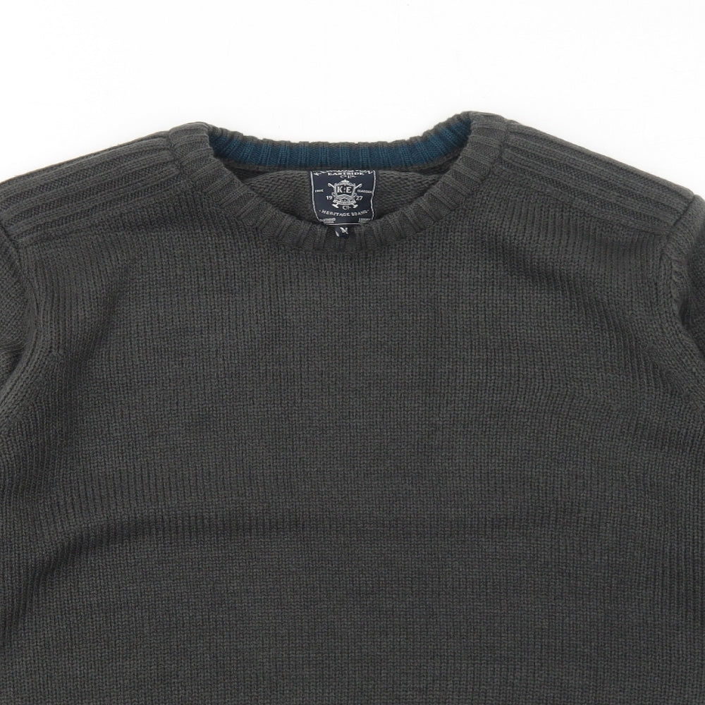 Kensington Mens Grey Round Neck Acrylic Pullover Jumper Size M Long Sleeve