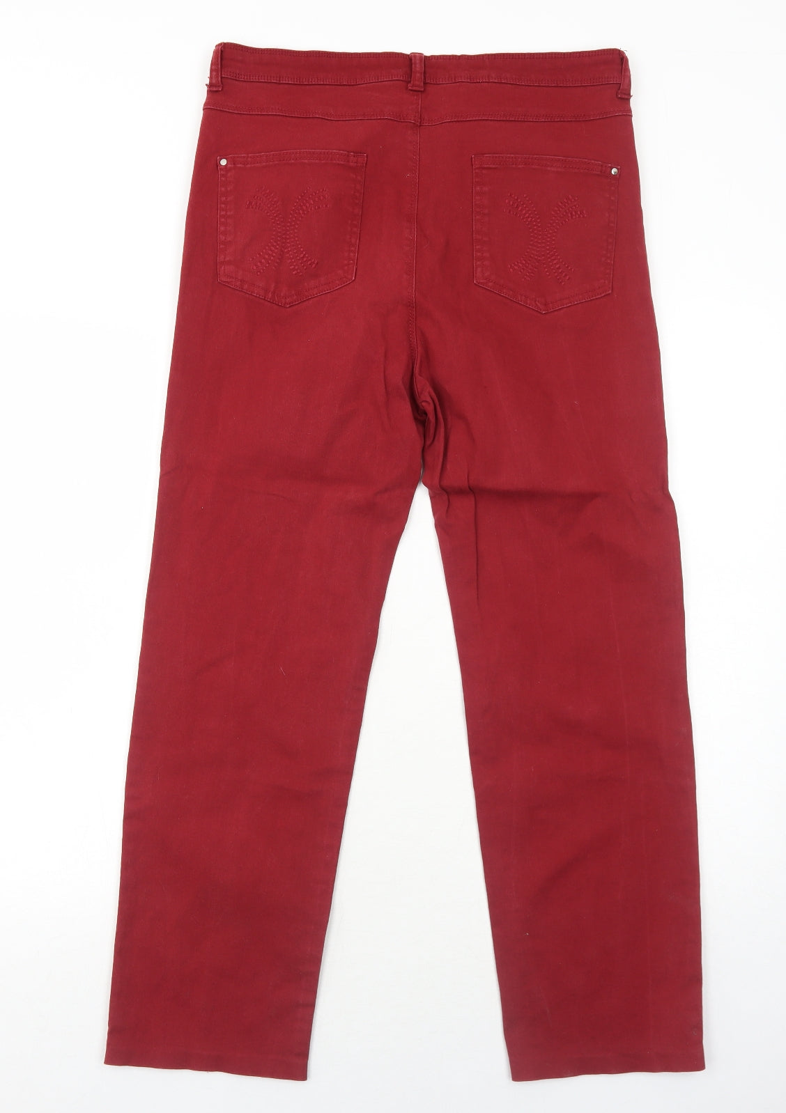 FABRIZIO GIANNI Womens Red Cotton Straight Jeans Size 14 Regular Zip