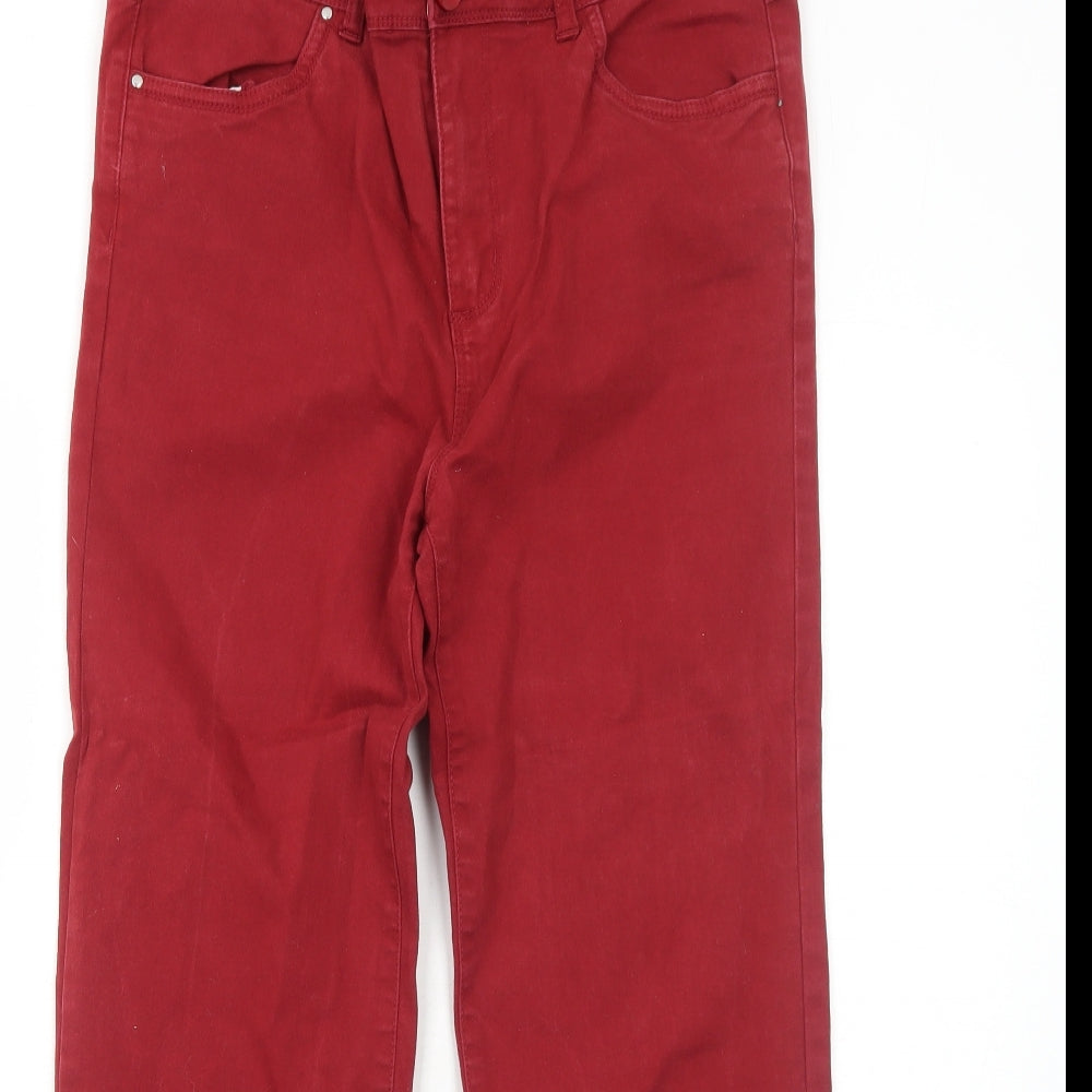 FABRIZIO GIANNI Womens Red Cotton Straight Jeans Size 14 Regular Zip