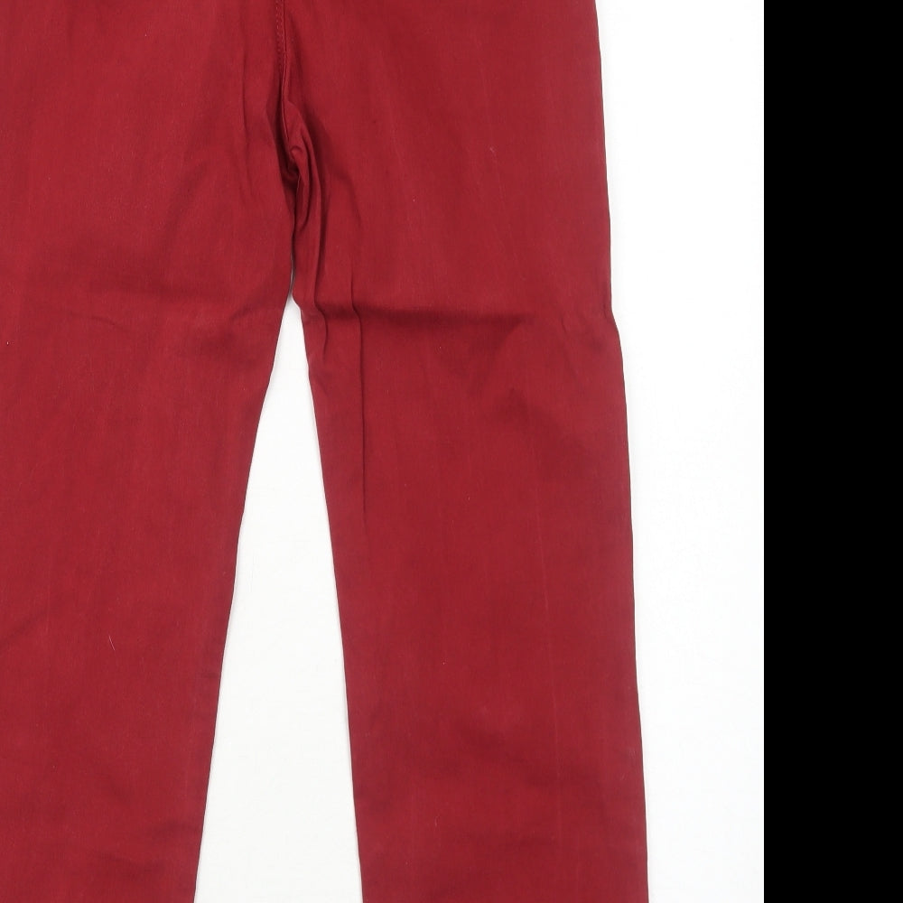 FABRIZIO GIANNI Womens Red Cotton Straight Jeans Size 14 Regular Zip