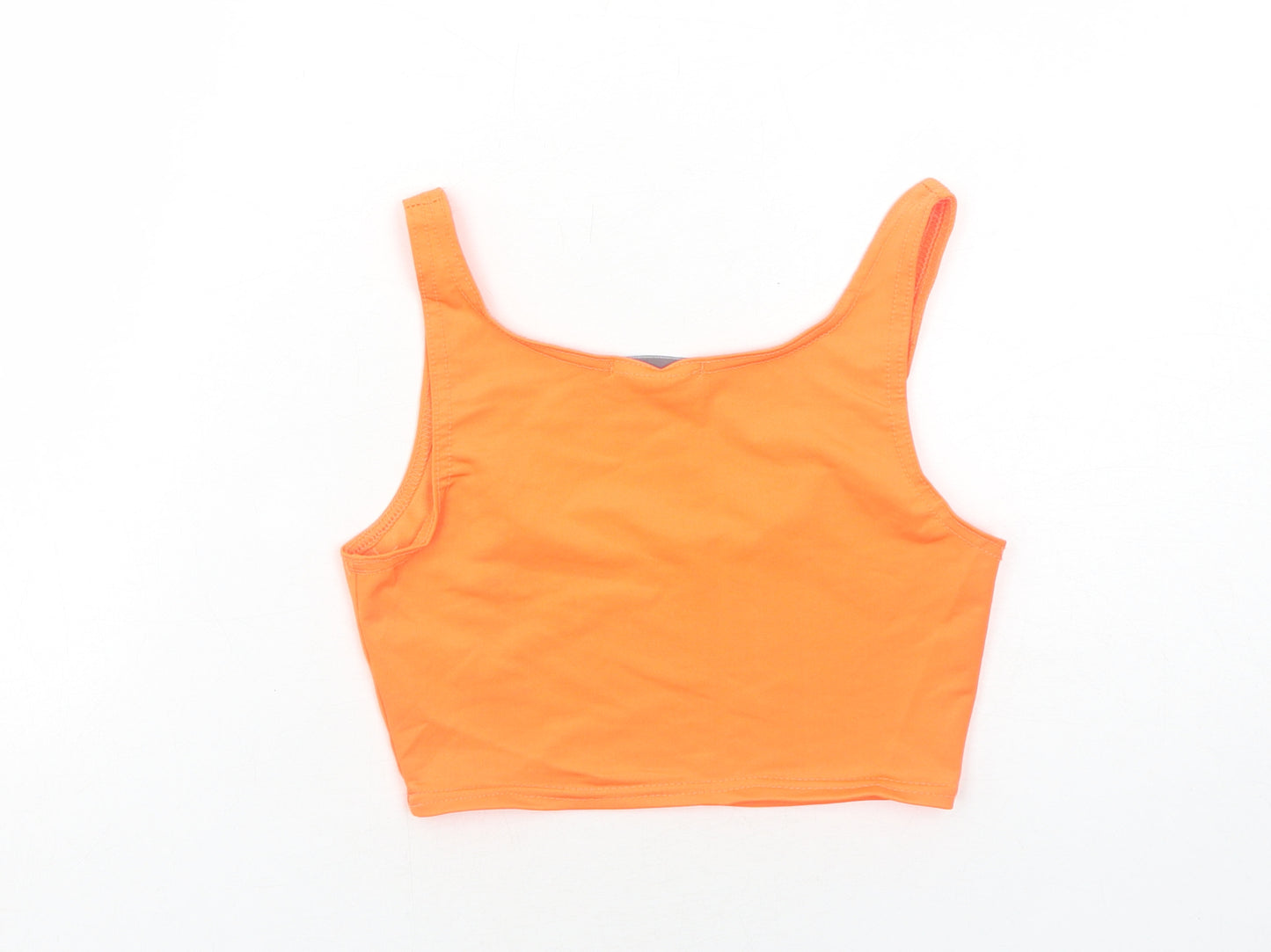 PRETTYLITTLETHING Womens Orange Polyester Cropped Tank Size 6 Scoop Neck