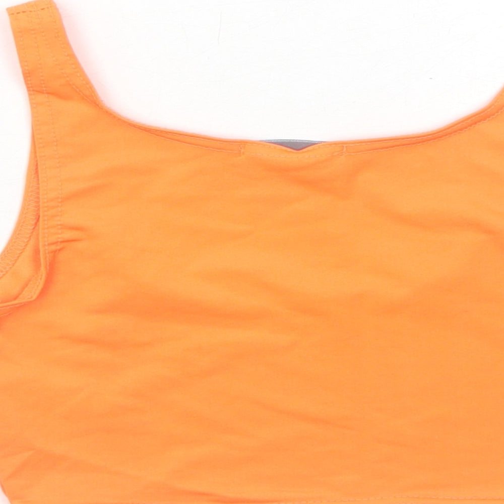 PRETTYLITTLETHING Womens Orange Polyester Cropped Tank Size 6 Scoop Neck