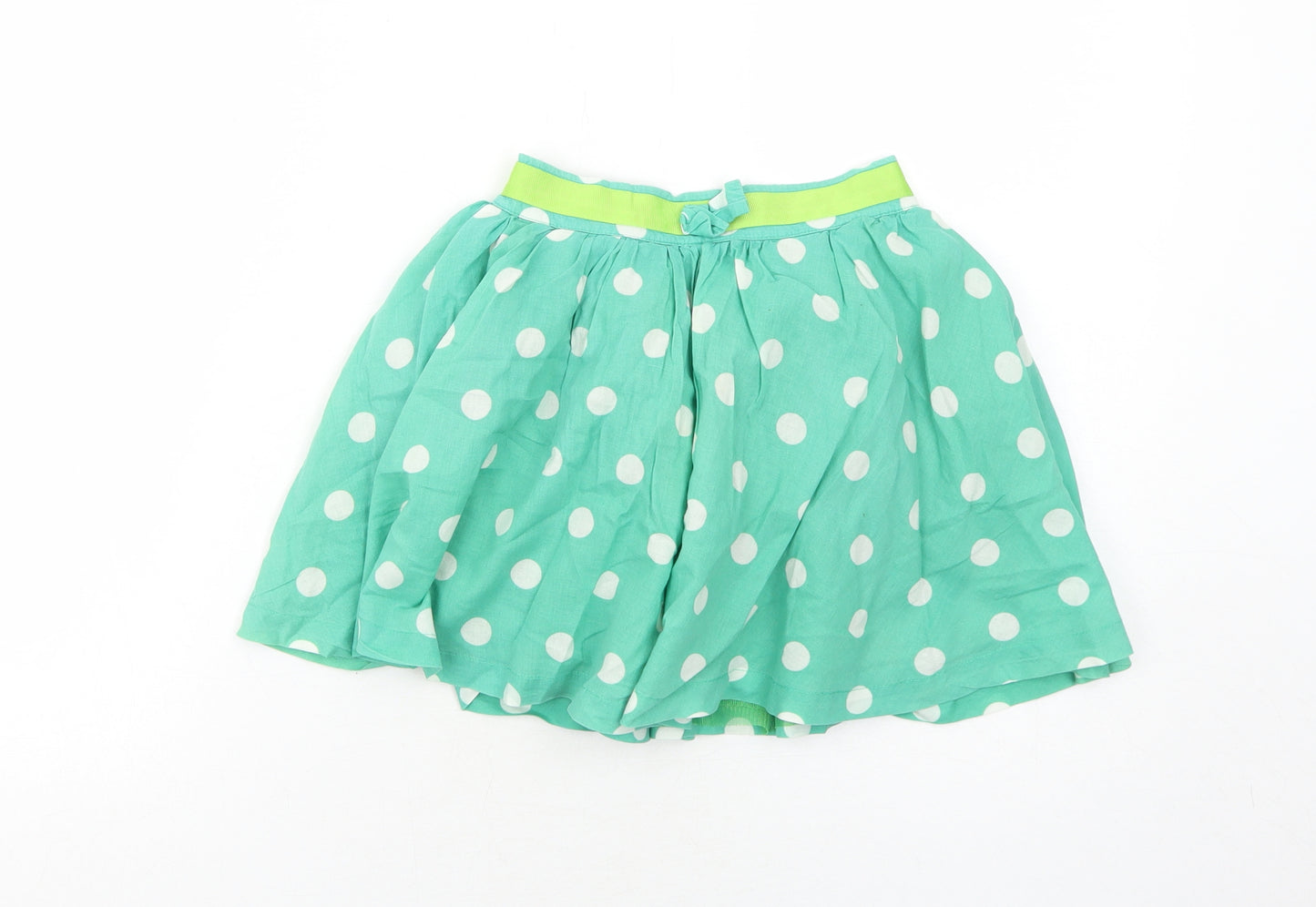 Marks and Spencer Girls Green Spotted Cotton Flare Skirt Size 5-6 Years Regular Pull On