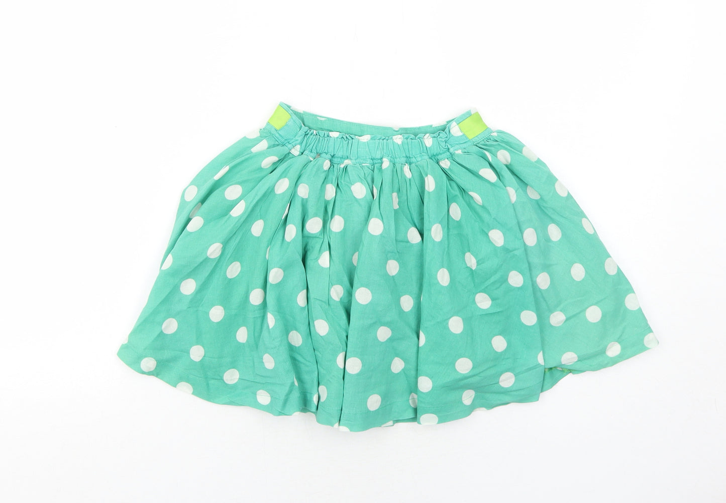 Marks and Spencer Girls Green Spotted Cotton Flare Skirt Size 5-6 Years Regular Pull On