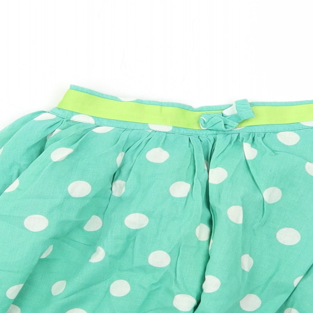 Marks and Spencer Girls Green Spotted Cotton Flare Skirt Size 5-6 Years Regular Pull On