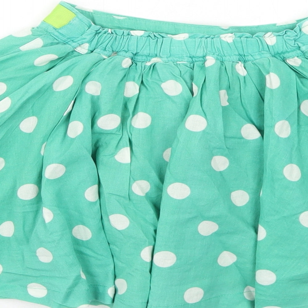 Marks and Spencer Girls Green Spotted Cotton Flare Skirt Size 5-6 Years Regular Pull On