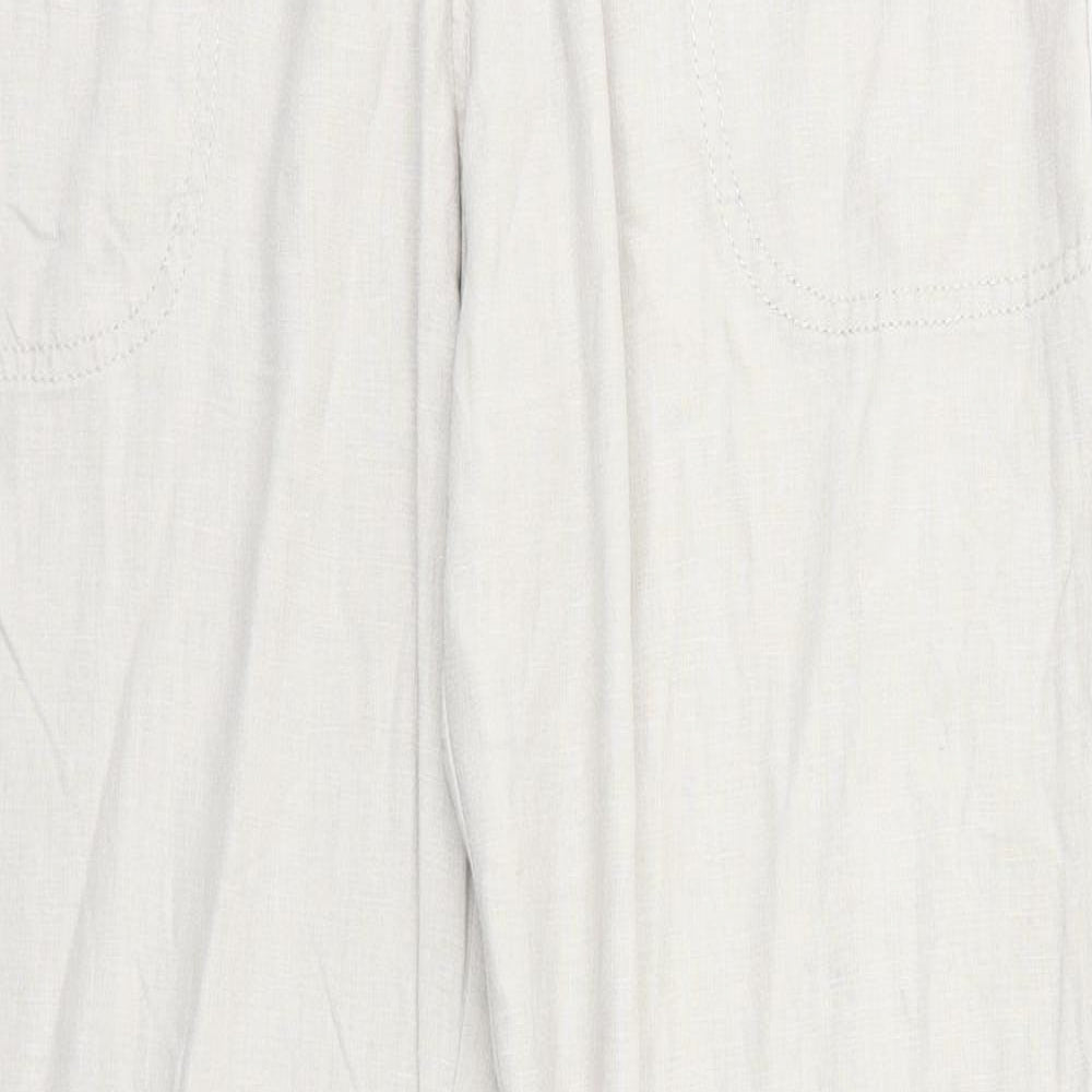 M&Co Womens Beige Linen Trousers Size 14 Regular Zip
