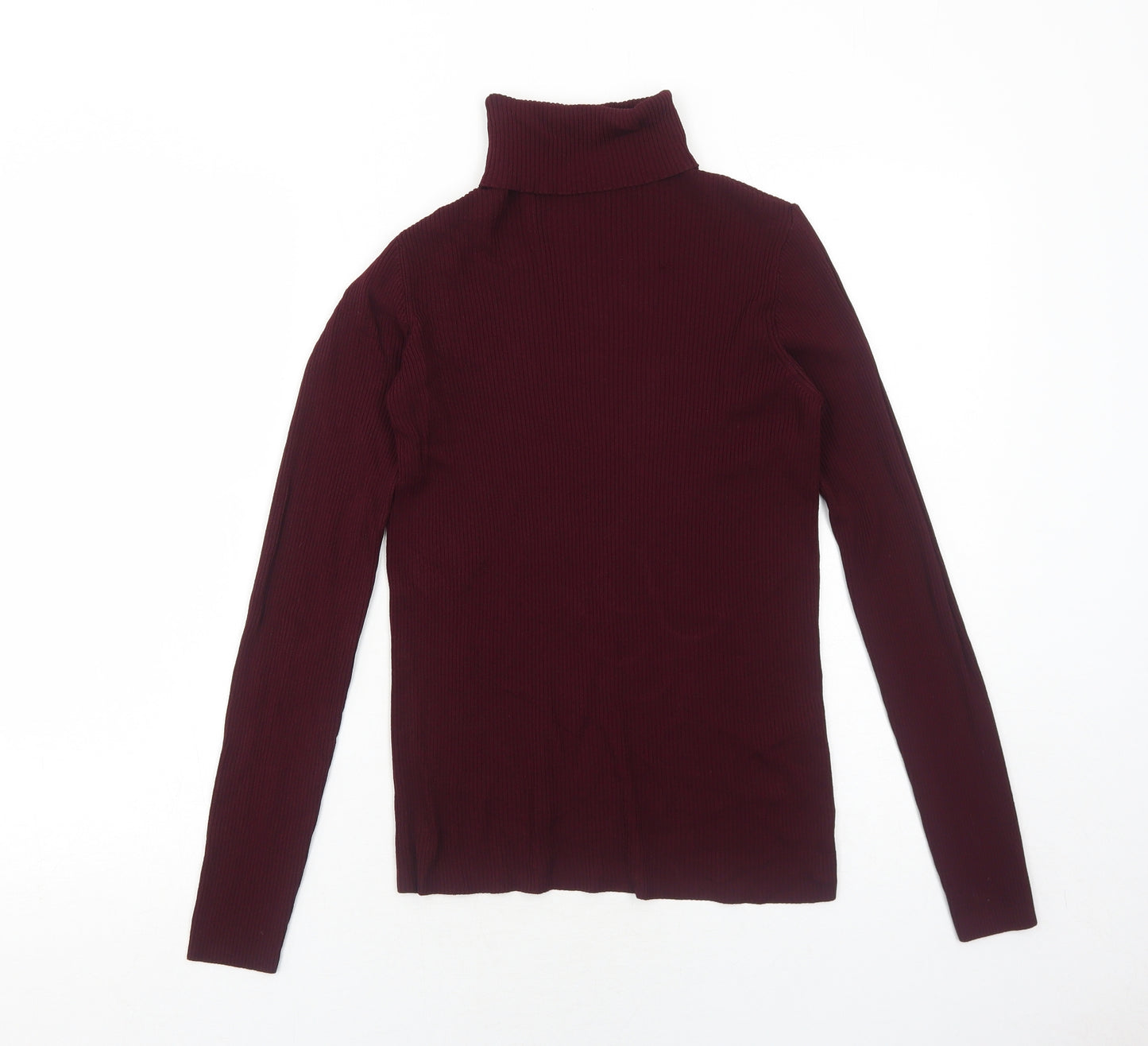 Dorothy Perkins Womens Red Viscose Basic T-Shirt Size 14 Roll Neck - Ribbed