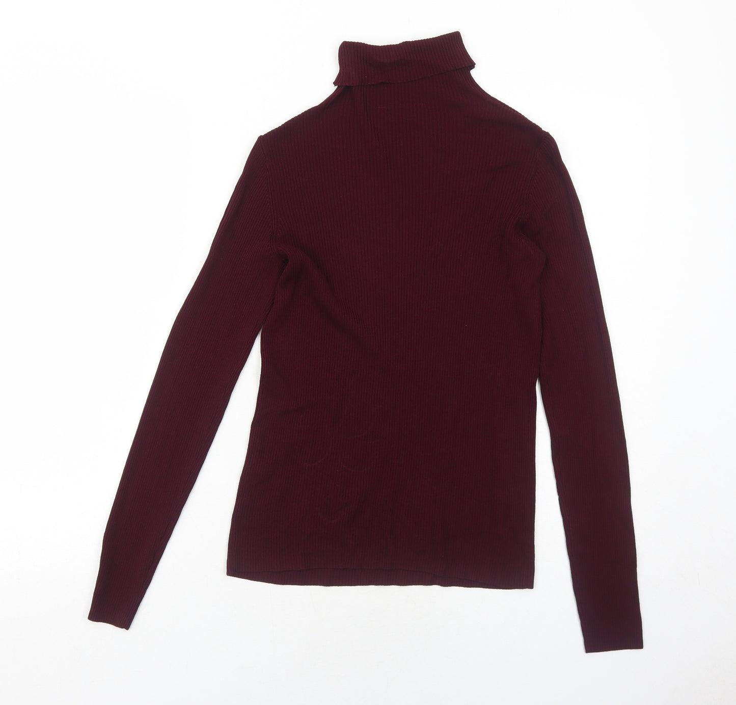 Dorothy Perkins Womens Red Viscose Basic T-Shirt Size 14 Roll Neck - Ribbed